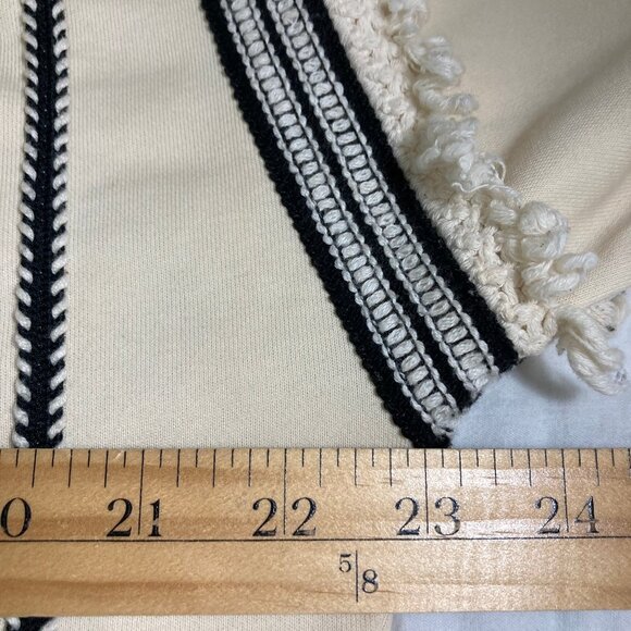 Anthropologie by Eri + Ali Top Cotton Fringe Boho Zipper 3/4 Sleeves, sz Large - Picture 10 of 14